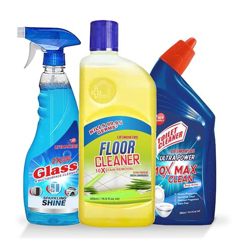 LIFEMAKER'S Disinfectant Combo of Glass, Floor, Toilet Cleaner (500 ml ...
