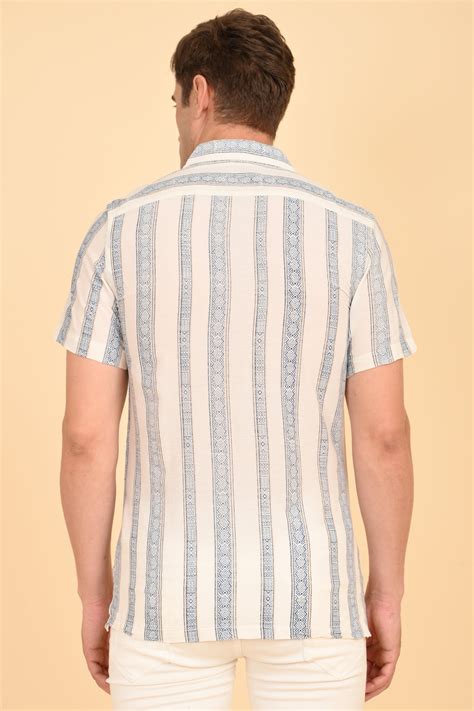 Emery - Printed Striped Shirt - Blue – POE.NET