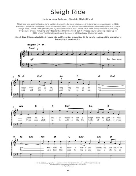 Sleigh Ride by Leroy Anderson Sheet Music for Really Easy Piano at ...