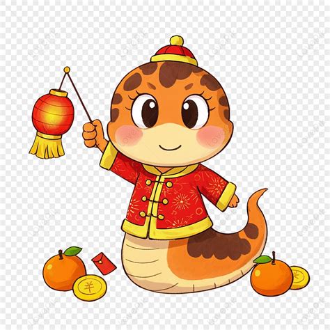 Chinese Lunar New Year Flat Illustration Snake Holding Lantern PNG ...