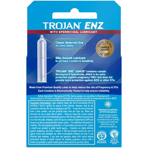 Trojan ENZ Spermicidal Lubricant Latex Condoms - 3 ct
