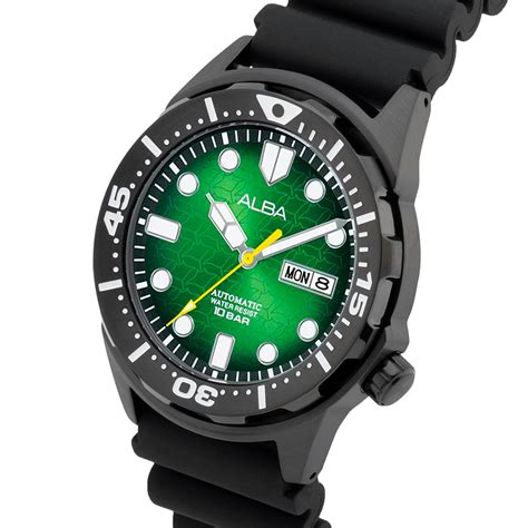 AL4445X1 Green Dial With Black Rotating Strap AutomaticWatch – ALBA ...