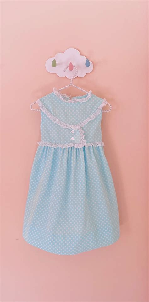 5-6: Retro Polka Dots Girls Aqua Blue Dress Easter Girl Dress Spring ...