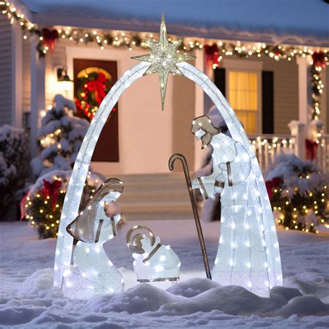 VEIKOUS 5ft LED Lighted Nativity Scene Outdoor Christmas Decor, Holy ...