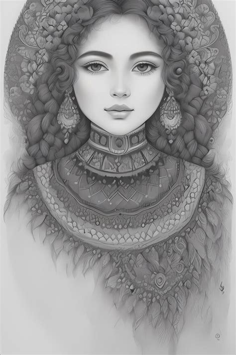 A drawing of a woman with a veiled face and a feathered head | Premium ...