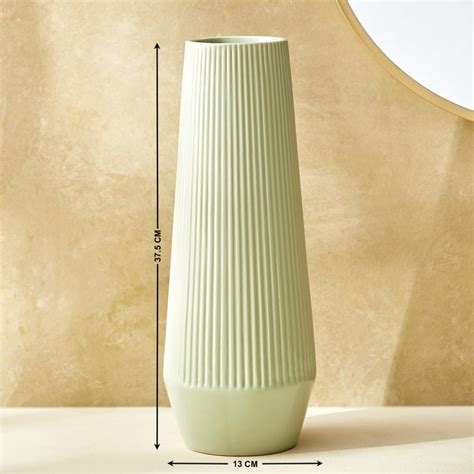 Buy Splendid Goldcrest Glen Ceramic Ribbed Vase from Home Centre at ...
