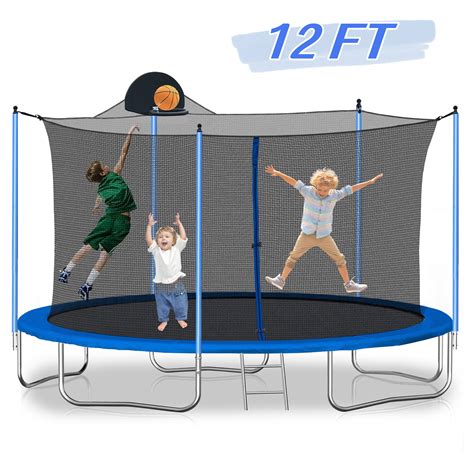 VINCIGO 12FT trampolines for kids with Basketball Hoop, Outdoor ...