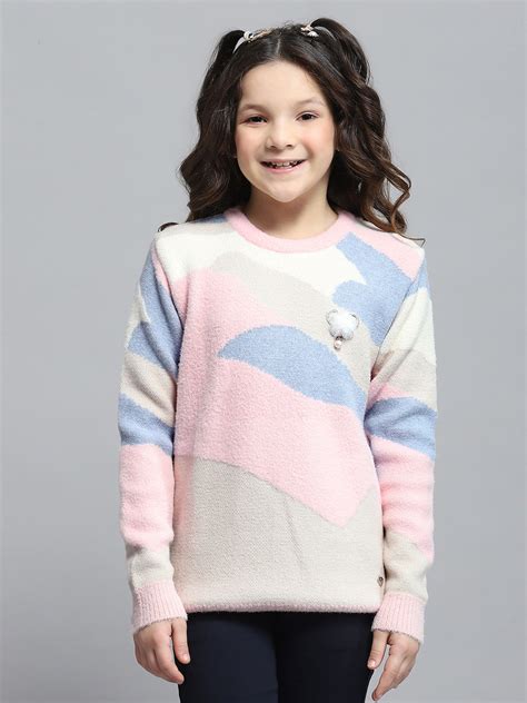 Buy Girls Pink Self Design Round Neck Full Sleeve Winter Top Online in ...