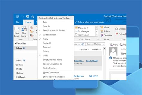 How to Customize The Quick Access Toolbar in Outlook
