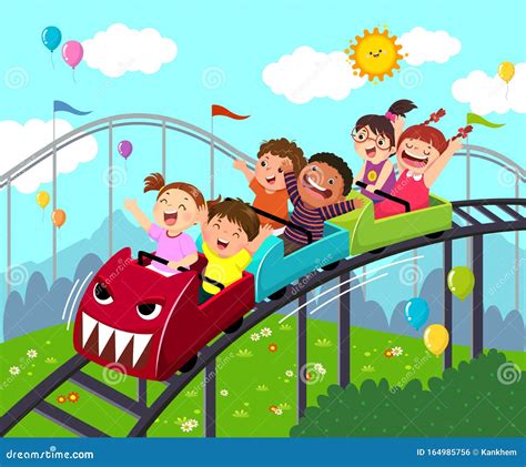Roller Coaster Animated Clipart Children Having Fun On A Roller