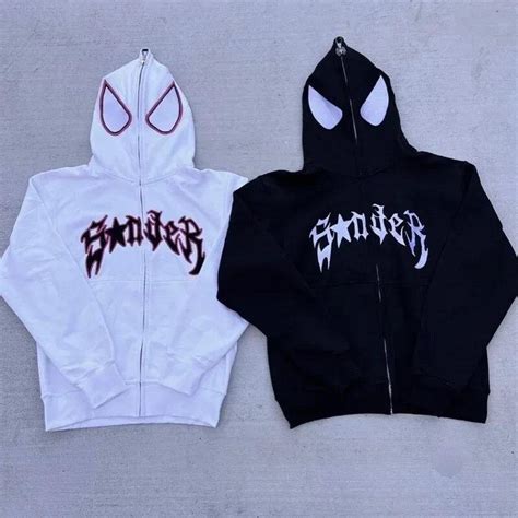 spider hoodie white and black all sizes message me... - Depop