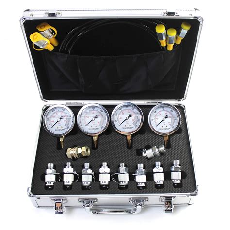 SINOCMP Hydraulic Test Gauge Kit with 10/25/40/60 Mpa Gauges Hydraulic ...