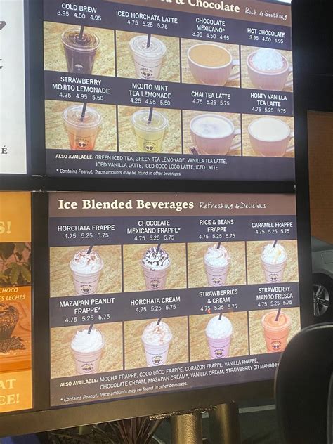 Menu at Tierra Mia Coffee Drive Thru restaurant, Huntington Park