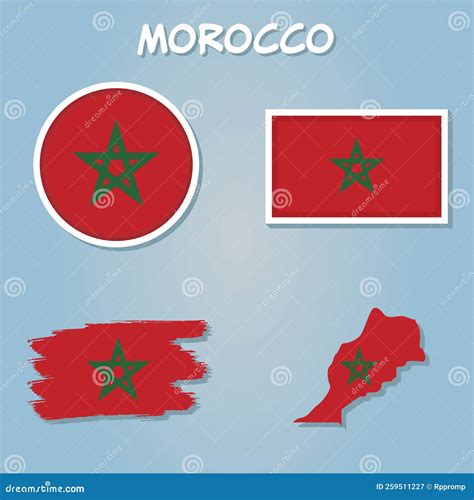 Morocco Flag Map, Map of the Kingdom of Morocco with the Moroccan Country Banner Stock Vector ...