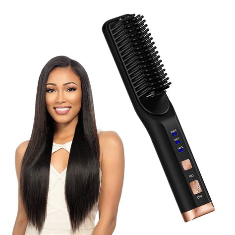 2 In 1 Hair Straightener Brush Electric Straightening Comb Cordless ...