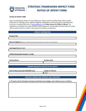 Fillable Online STRATEGIC FRAMEWORK IMPACT FUND NOTICE OF INTENT FORM ...