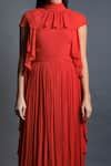 Buy Red Georgette High Neck Ruffle Detail Gown For Women by Swatee ...