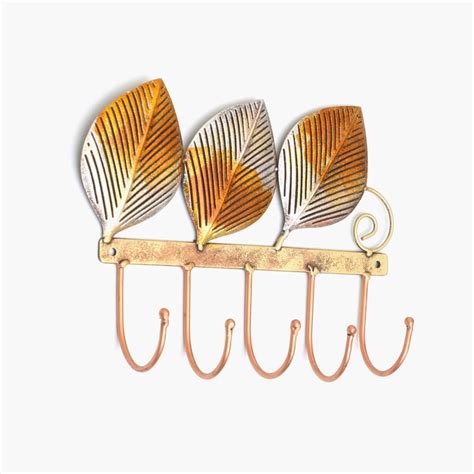 Buy VEDAS Mystical Indiana Metal Leaf Wall Accent with Hooks from Vedas ...