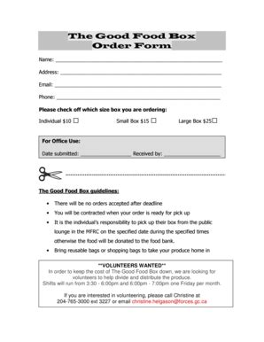 Fillable Online familyforce The Good Food Box Order Form - familyforce ...