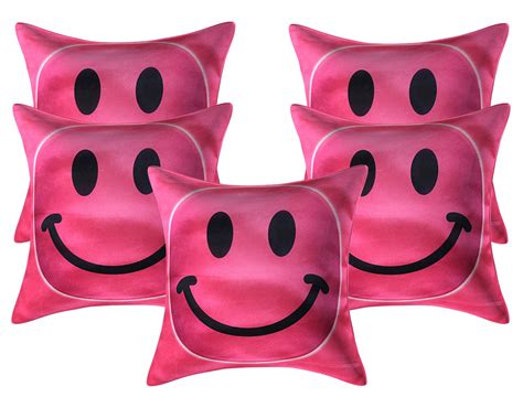 Kuber Industries Smiley Design 5 Piece Velvet Cushion Cover Set ...