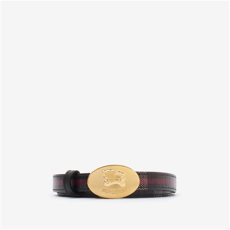 Thin Reversible Check Knight Stamp Belt in Mahogany red/gold - Women ...