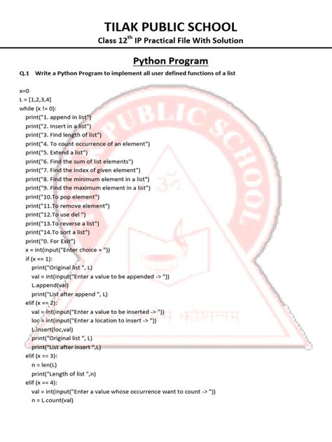 Image result for IP Practical File Class 12 Python