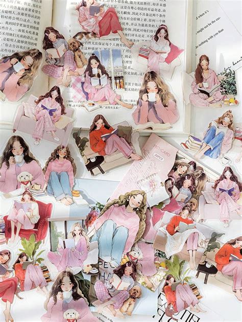 MOCARD 1 Pack Of 30 Vintage Girl Aesthetic Stickers, Creative DIY ...