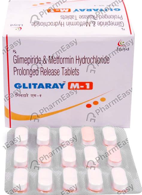 Glitaray M 1mg Strip Of 15 Tablets: Uses, Side Effects, Price & Dosage ...