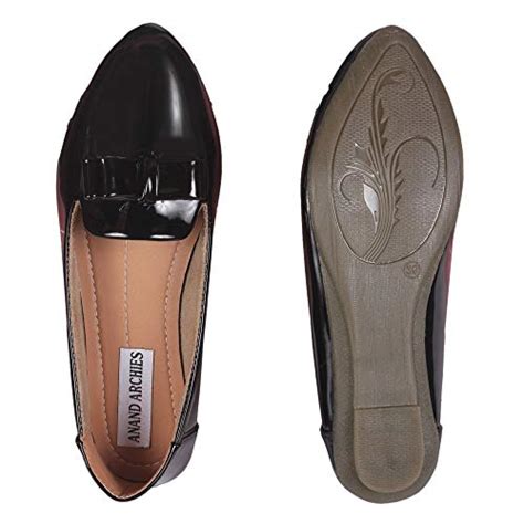 Anand Archies Artificial Leather Black Ballies (Heel Height : 0 ...