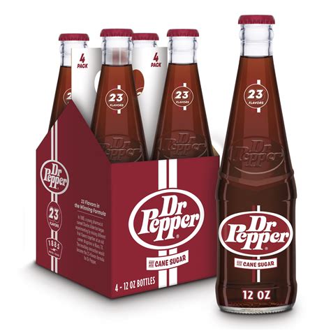 Dr Pepper Made with Cane Sugar Soda Pop, 12 fl oz, 4 Pack Glass Bottles ...