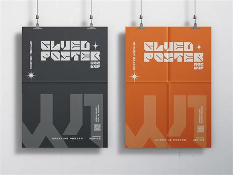Glossy Glued Poster On Wall Mockup | Free PSD