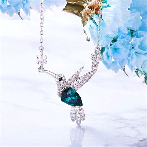 Green Bird Swarovski Crystal Silver Necklace – Mystic Flavia