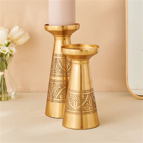 Buy Hoovu Aluminium Etched Candle Holder from Home Centre at just INR 699.0