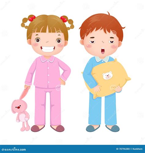 Kids In Pajamas Reading Clipart