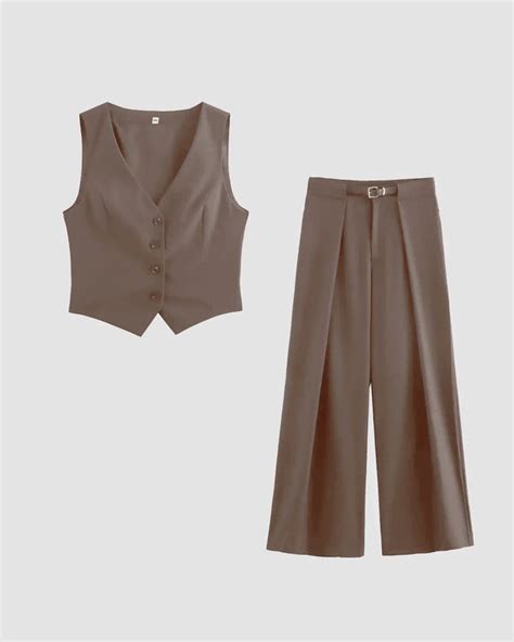 Cappuccino Waistcoat and Wide Leg Trouser Co-Ord Set – Littlebox India