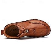 Men's Brown Leather Casual Boots with Handcrafted Stitching and ...