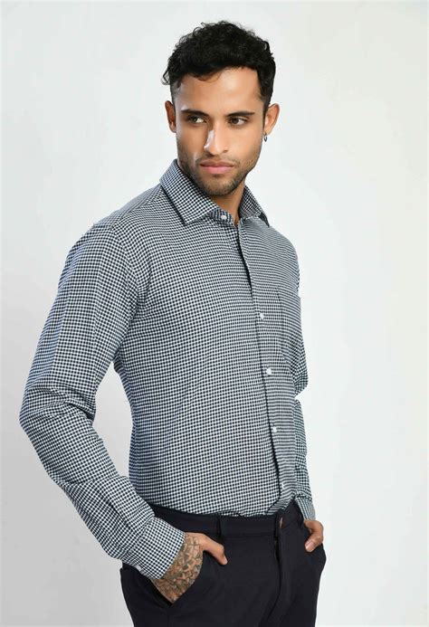 Buy Men's Checked Black White Cotton Formal Shirt Online – SQUIREHOOD