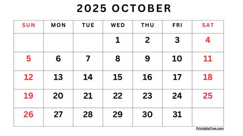 Printable Calendar For October 2025 Free