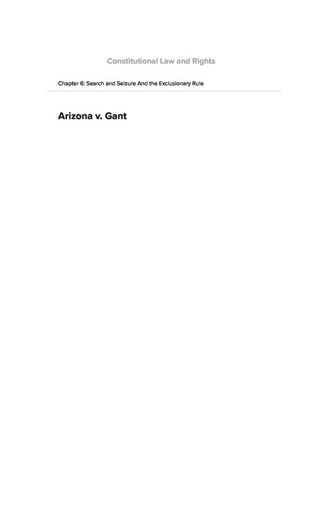 Arizona v. Gant Constitutional Law and Rights - Chapter 6: Search and ...