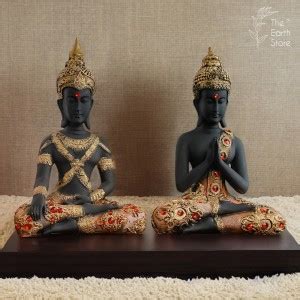 The Earth Store set of 2 Buddha Idol Statue Showpiece Decorative ...
