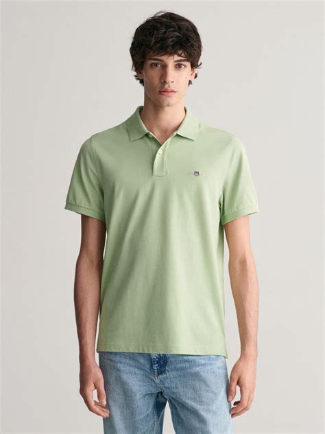Shop Gant Men Green Solid Polo Collar Short Sleeves T-shirt Online ...