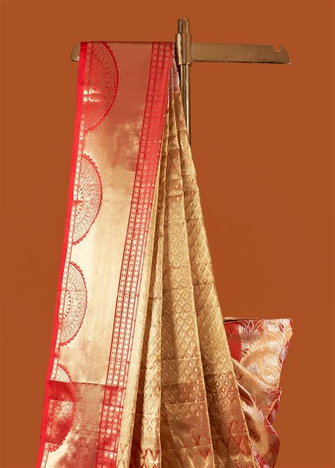 RAVISHING RED TISSUE SILK SAREE - Binal Patel