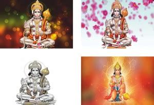 Hanuman Ji Combo Poster Set of 4 Wall Poster For Room Paper Print ...