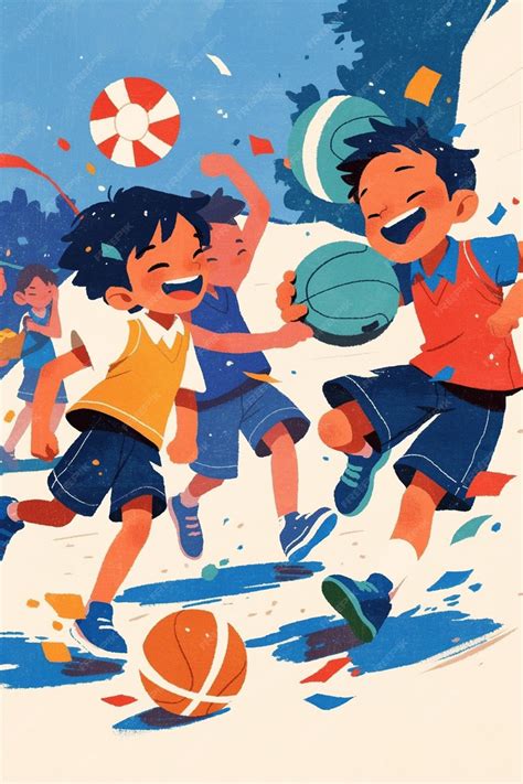 Premium Vector | Kids Participating in Recess Games