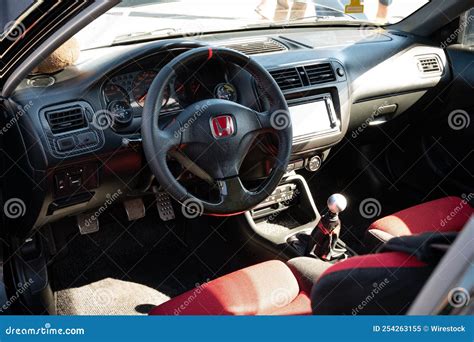 Black and Red Interior of the Japanese Sports Car Honda Civic EK Sixth Generation Editorial ...
