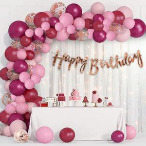 PARTY MIDLINKERZ Burgandy Theme Birthday Decoration kit Set Items with ...