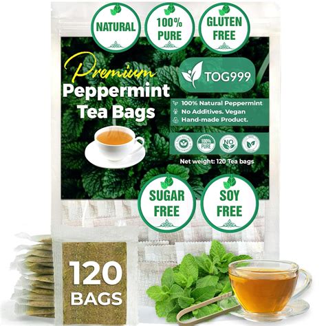 Amazon.com: TOG999, Premium 120 Peppermint Tea Bags, 100% Natural ...