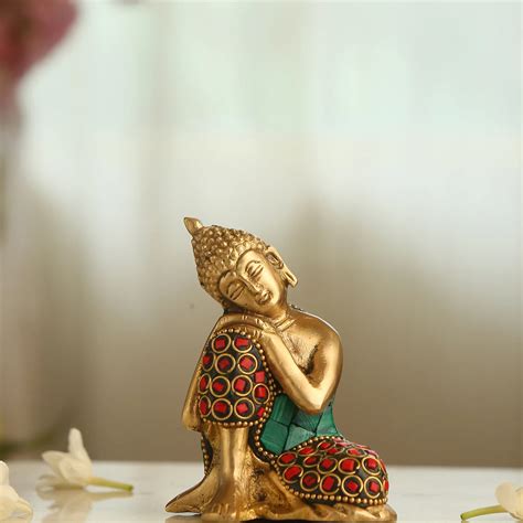 Brass Statue - Budha in Stone Work – Revive Home