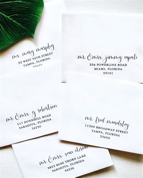 Holiday Envelopes with Calligraphy for Weddings