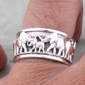 Buy Big Size Sterling Silver Band Ring 'siam Elephants' by Achara Can ...